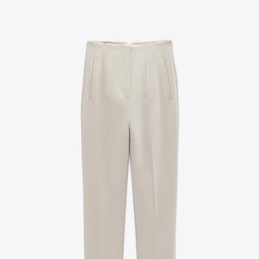 Elegant Cream High-Waisted Trousers Zara